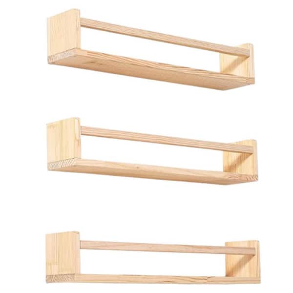 24 in. W x 4.6 in. D Wood Nursery Bookshelf Decorative Wall Shelf (Set of 3)