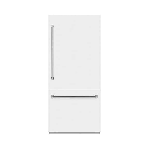 36 in. 19.8 cu. ft. Built-In Bottom Freezer Refrigerator with Water Dispenser and Ice Maker in Matte White