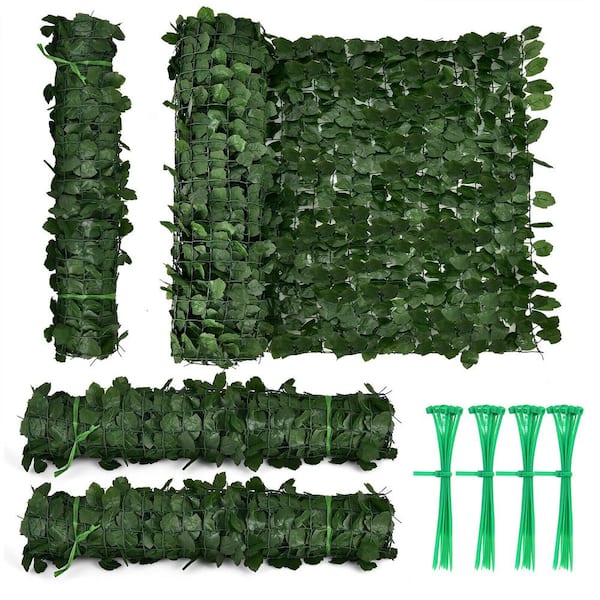 Costway 4-Pieces 39. 4 in. Green Artificial Ivy Privacy Fence Screen Hedge Fence Decor