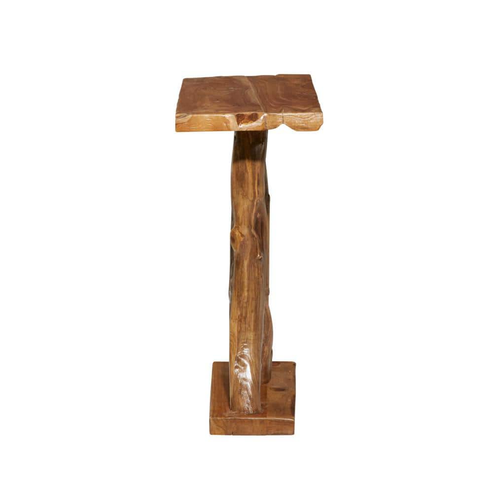 Teakwood Live Edge Console Table with Storage, 35" Brown