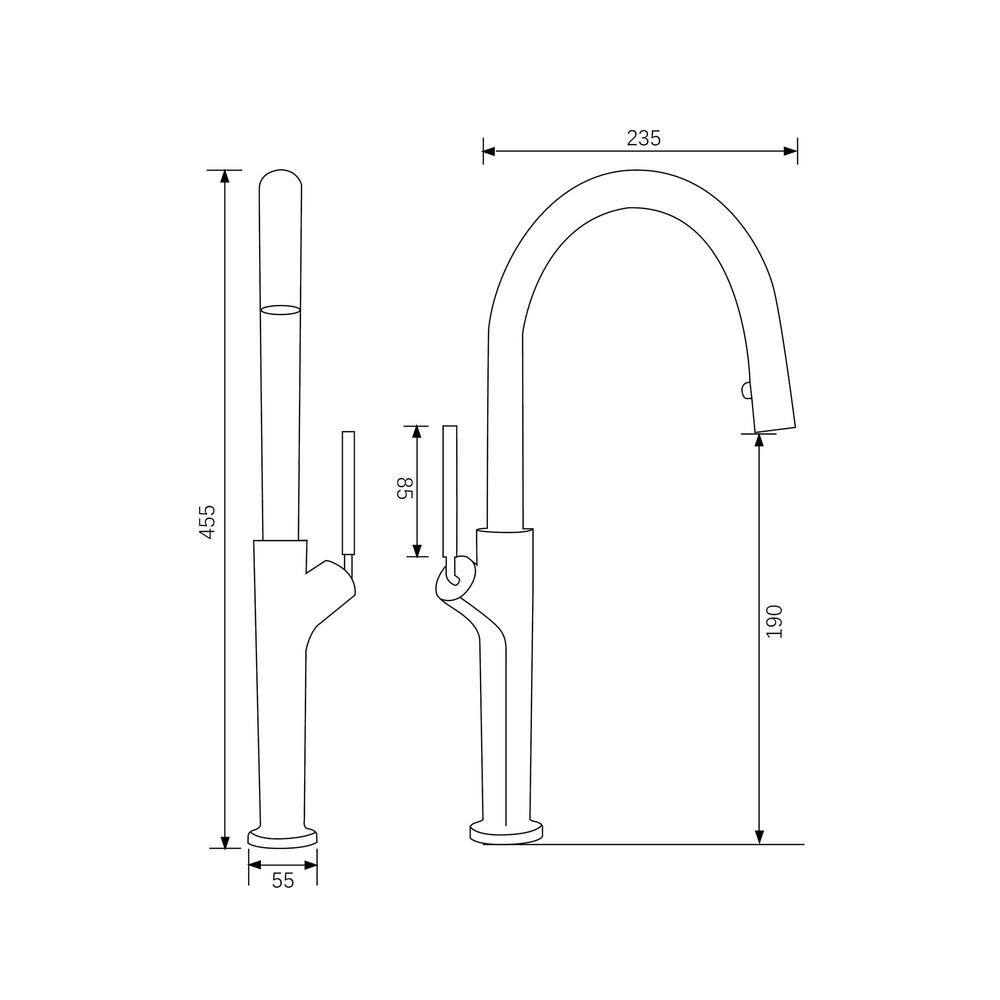 Matte Black Single Handle High Arc Kitchen Faucet with Pull-out Spray