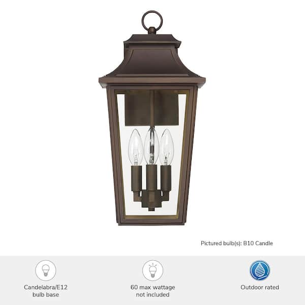 Hunter Fan Company - Hunter Spring Cove 3 Light Matte Bronze Rectangle Hardwired Outdoor Lighting for Foyer / Entry Way
