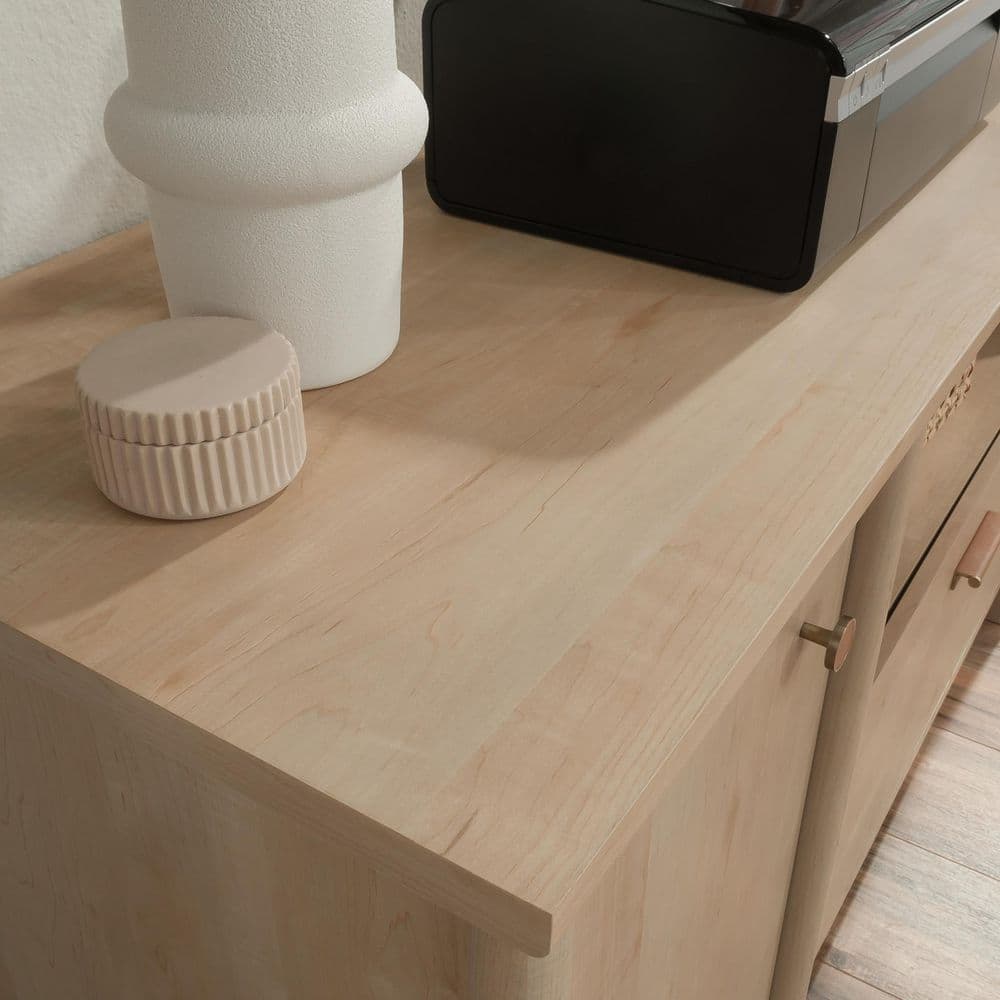 Natural Maple Wood Office Credenza with Drawer and Filing Cabinet