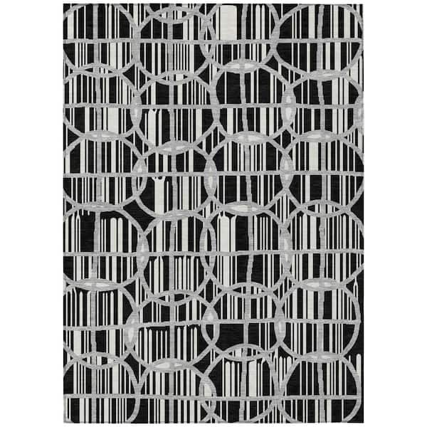 Chantille Machine Washable Indoor/Outdoor Abstract ACN2769 Black 10 ft. x 14 ft. Area Rug