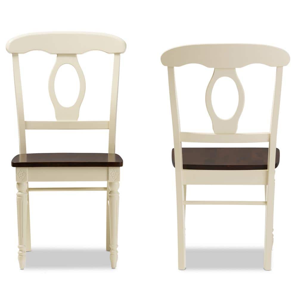 Buttermilk & Cherry Brown Wood Leather Parsons Dining Chair