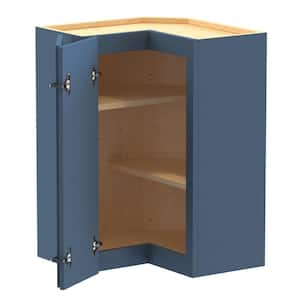 Grayson 21 in. W x 21 in. D x 30 in. H in Mythic Blue Painted Plywood Assembled Wall Kitchen Corner Cabinet with Shelves