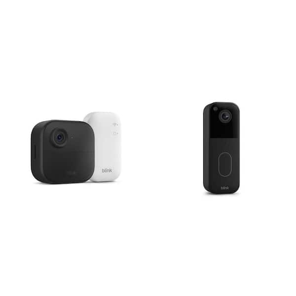 Wireless Smart Security Camera System with 1-Camera and Sync Module Core, and Video Doorbell Combo, Black