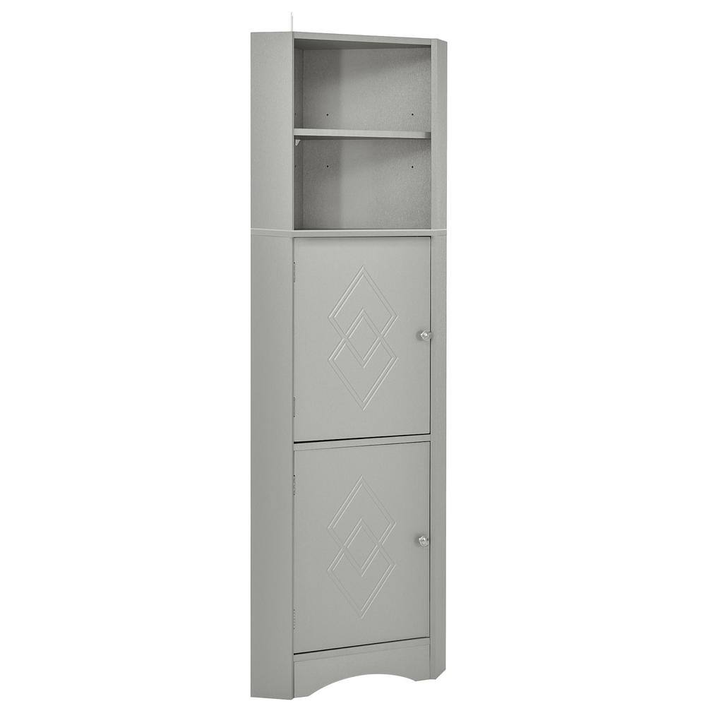 14.96 in. W x 14.96 in. D x 61 in. H Gray MDF Freestanding Linen ...