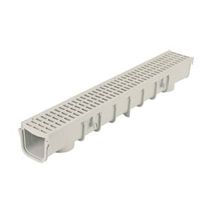 5 in. Pro Series Channel Drain Kit 5-1/2 in. x 39-3/8 in. Deep Channel, Gray Grates, End Caps/Outlet (6-Pack=19.7 ft.)