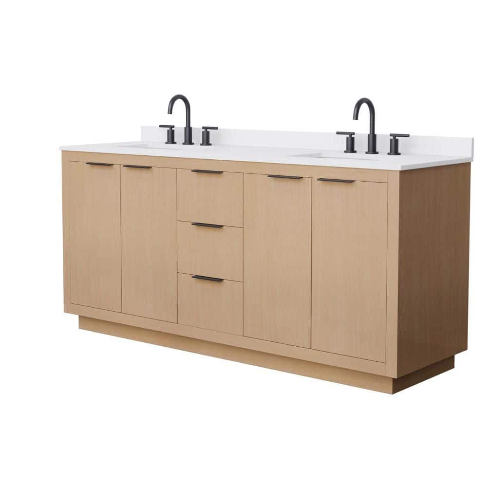 Maroni 72 in. Double Freestanding Light Straw Bath Vanity with Top price history on PriceWatchPro