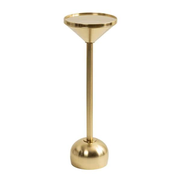 Kate and Laurel Frisk 8 in. Gold Round Metal End Table
