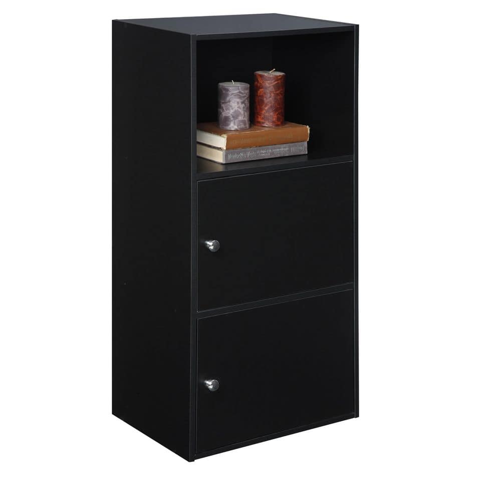 Black Modular Office Storage Cabinet with Chrome Knobs