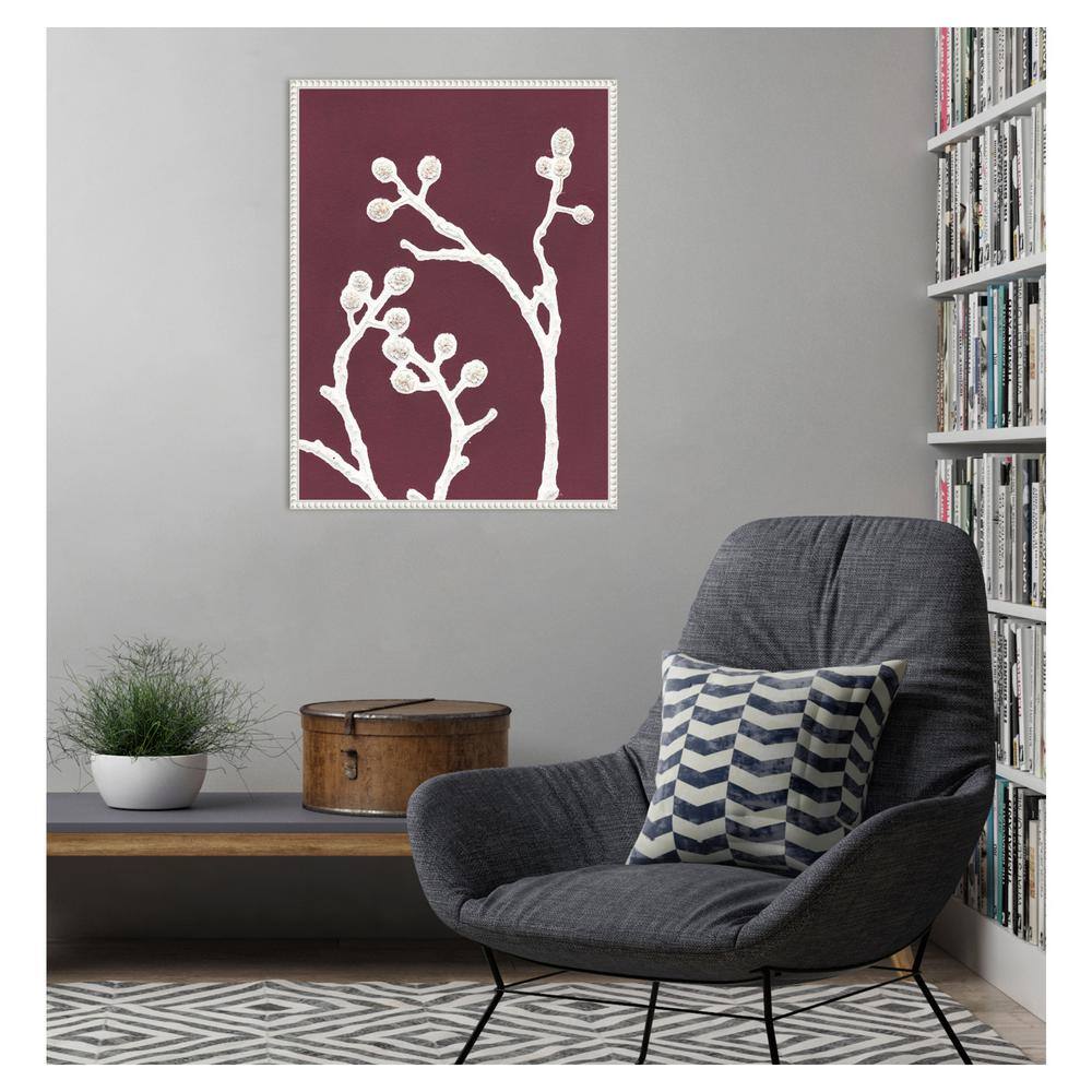 Eastern-Inspired Minimalist Plum Canvas Framed Wall Art 23 x 30