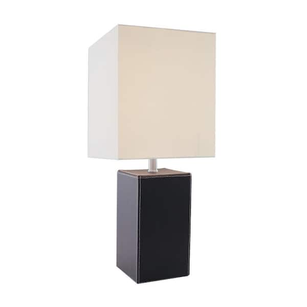 Illumine 20 in. Black Table Lamp with White Fabric Shade