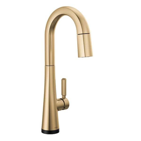 Delta Monrovia Single-Handle Pull-Down Bar Faucet with Touch2O Technology in Lumicoat Champagne Bronze