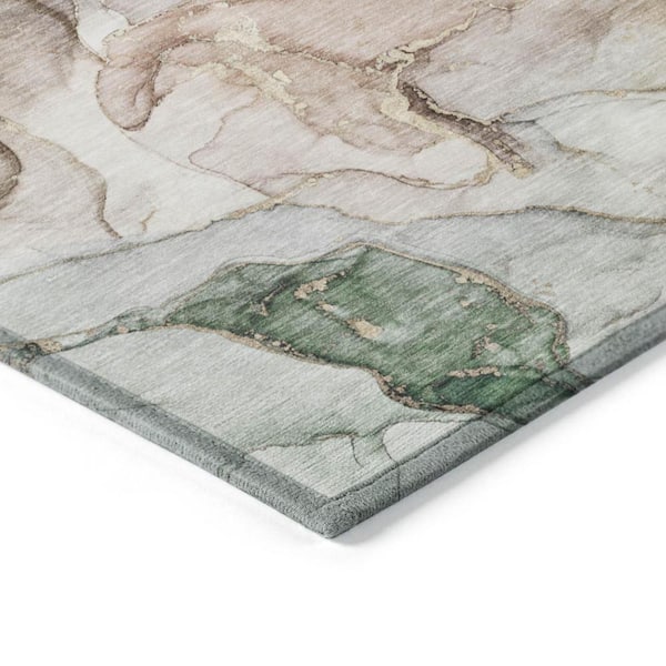 Gray and Gold 8 ft. x 10 ft. Abstract Indoor / Outdoor Area Rug