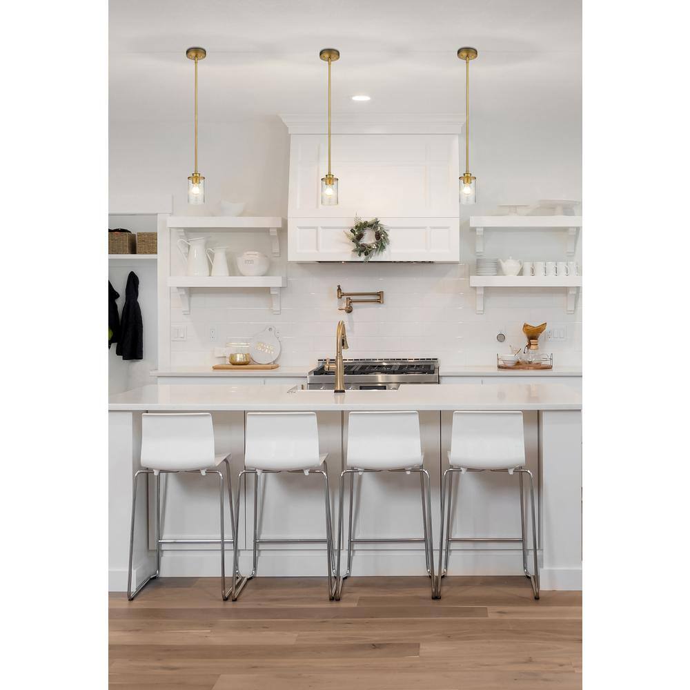 Beckett Olde Brass Mini Pendant with Clear Seedy Glass Shade