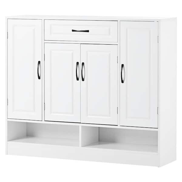 Polibi 39.40 in. H x 47.20 in. W White Shoe Storage Cabinet with Adjustable Shelves