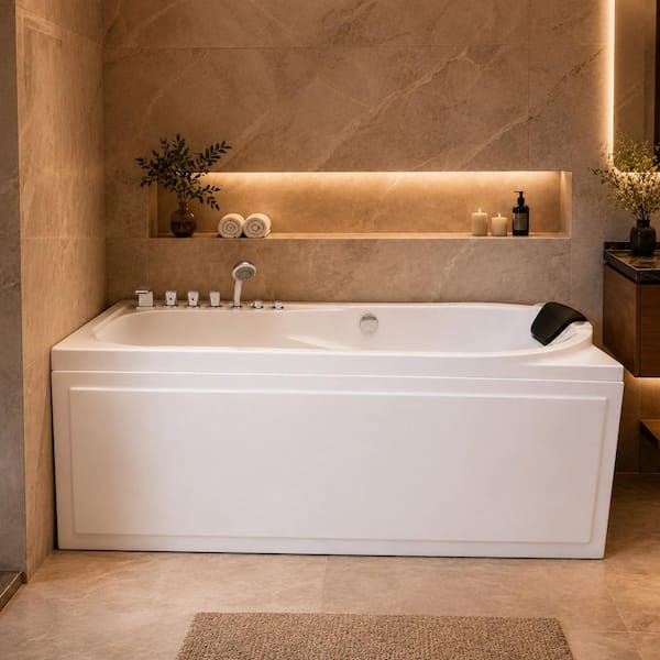 67 in. x 34 in. Whirlpool Bathtub with Right Drain in White