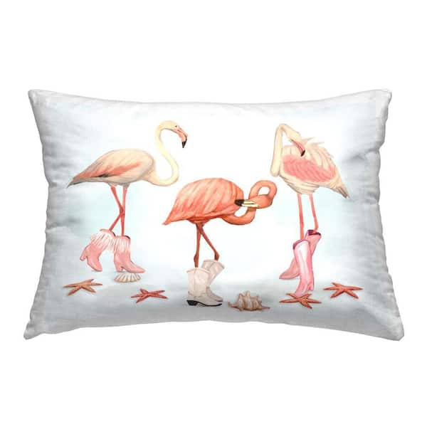Stupell Industries Coastal Cowgirl Flamingos Pink Print Polyester 14 in. x 20 in. Throw Pillow