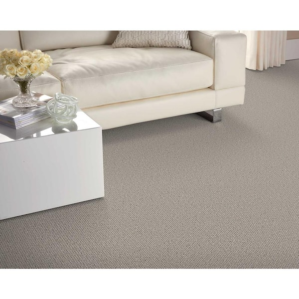 Four Square Pebblestone Brown 13.2 ft. 56 oz. Wool Berber Installed Carpet