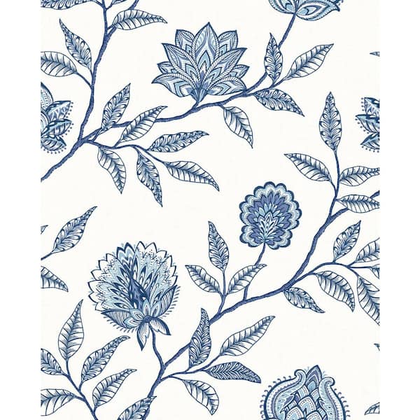 STACY GARCIA HOME 30.75 sq. ft. Blue Lagoon Jaclyn Vinyl Peel and Stick Wallpaper Roll