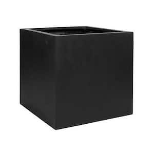 Cube 24 in. x 24 in. Matte Black Fiberstone Square Cube Planter