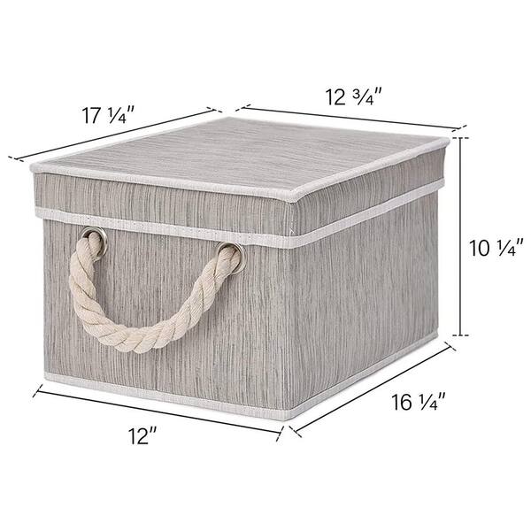 35 Qt. Fabric Storage Bin with Lid in Ivory (3-pack)