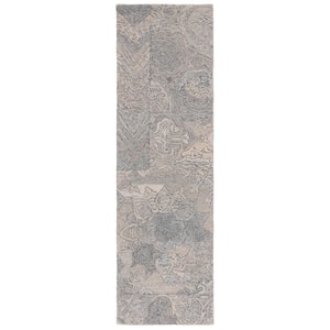 Abstract Beige/Gray 2 ft. x 8 ft. Abstract Geometric Runner Rug