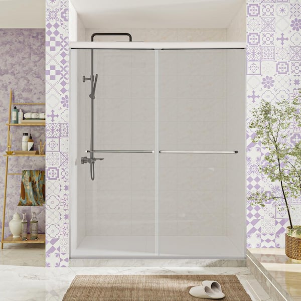 44 in. - 48 in. W x 70 in. H Bypass Double Sliding Framed Shower Door with SGCC 1/4 in. Clear Tempered Glass, Chrome