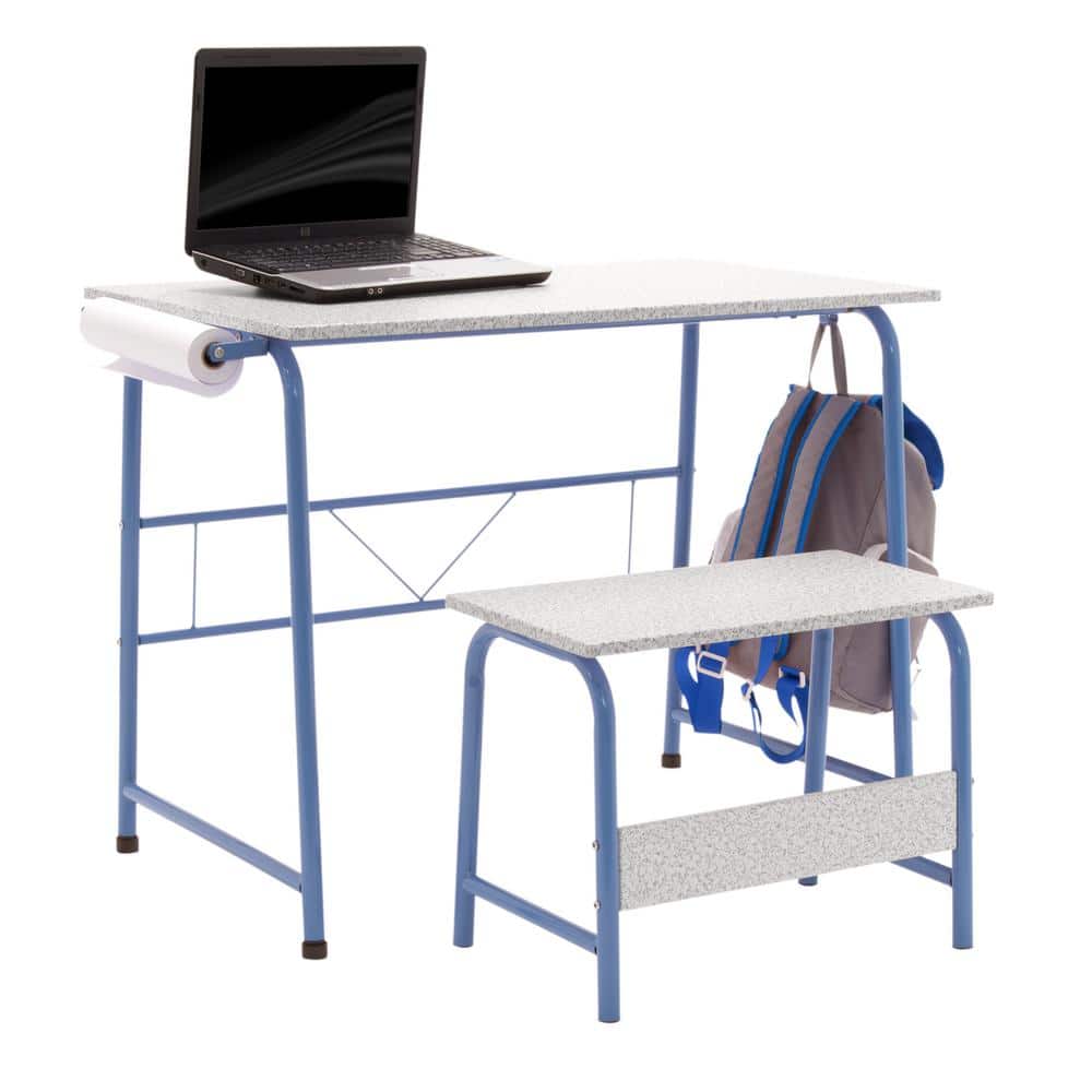 Splatter Blue and Gray Art and Craft Table Set with Bench and Paper Roll
