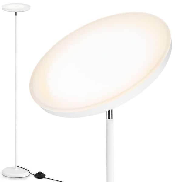 BICIK 71 in. White 1-Light Smart Dimmable Standard Torchiere Floor Lamp with Alexa Google Home (Includes LED Light Bulb)