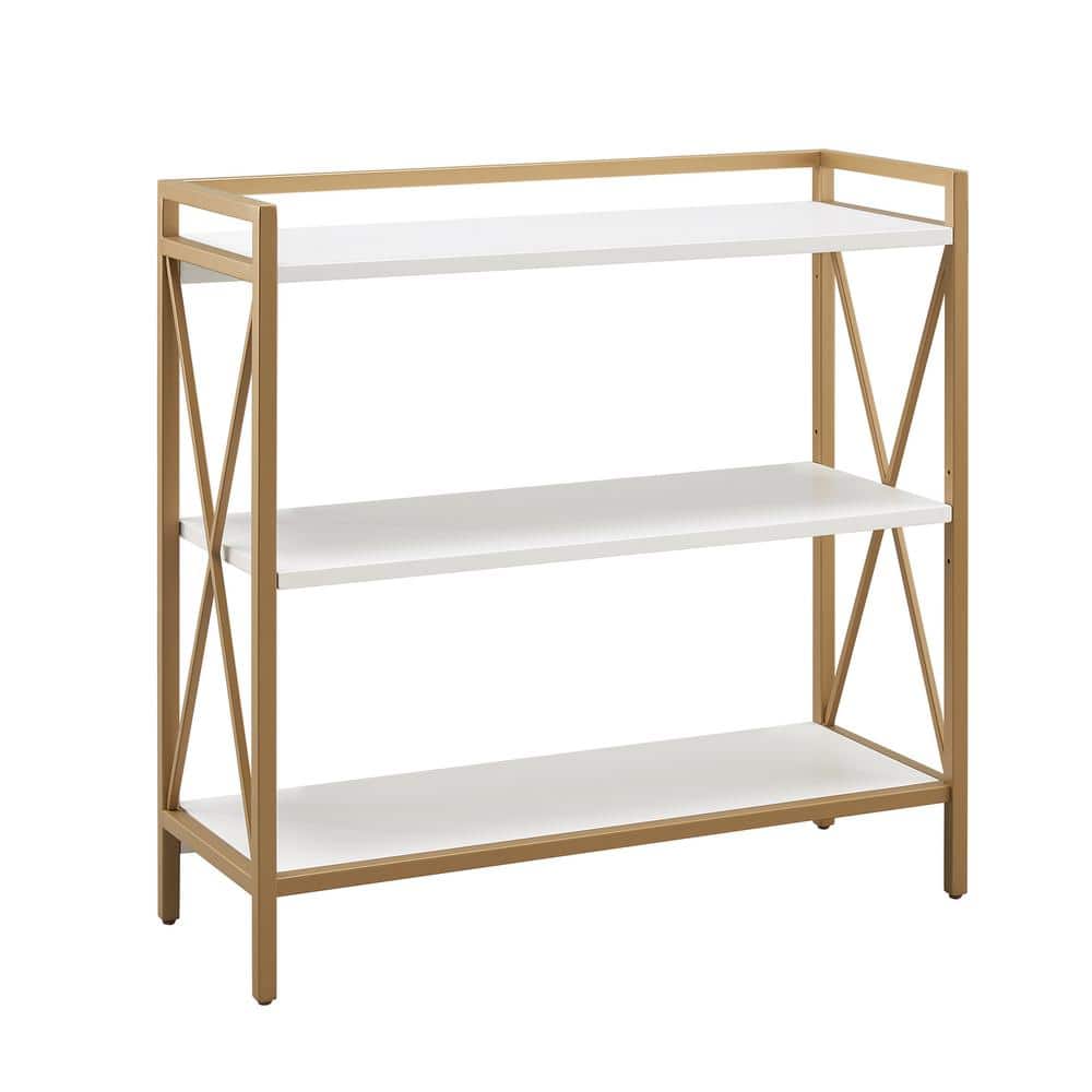 Leick Home Claudette 32.25 in. White and Gold Mixed Metal and Wood 3