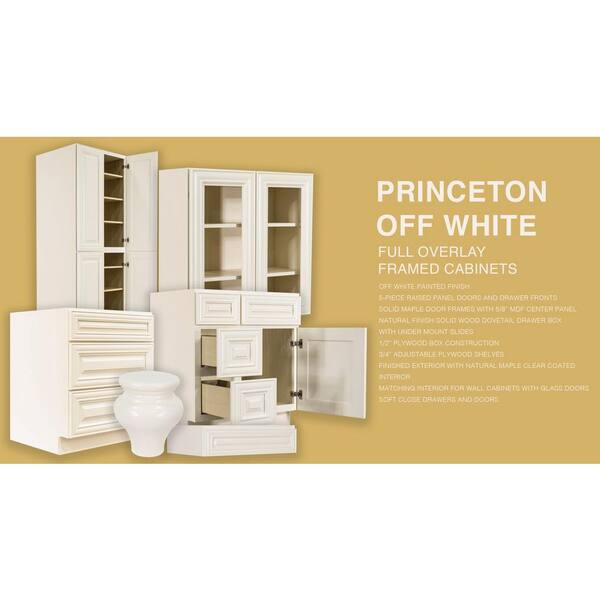 LIFEART CABINETRY Princeton Assembled 30 in. x 90 in. x 27 in. Tall Pantry with 4-Doors in Off-White