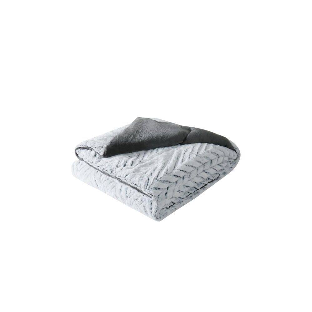 Gray Chevron Faux Fur Luxury Throw Blanket 60" x 70"