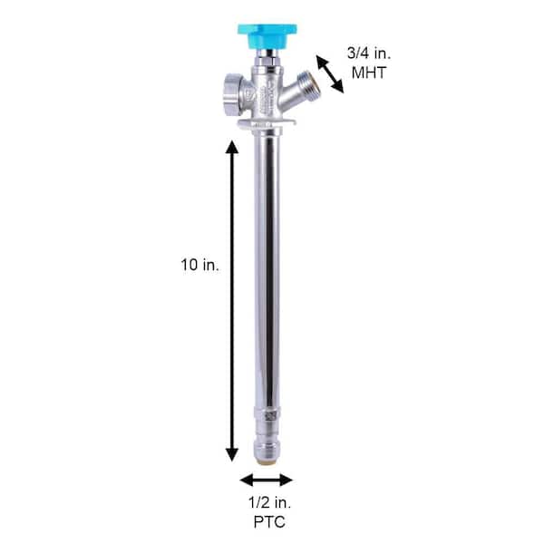 1/2 in. x 10 in. Push-to-Connect x MHT Brass Anti-Siphon Frost Free Sillcock Valve