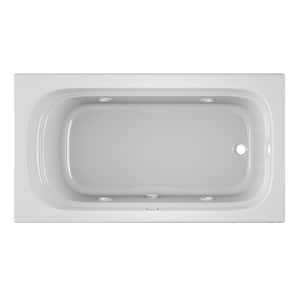 LUXURA 66 in. x 34 in. Acrylic Right-Hand Drain Rectangular Drop-in Whirlpool Bathtub in White