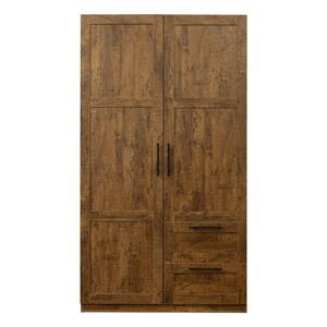39.37 in. x 19.49 in. x 70.87 in. Walnut Wood Wardrobe Kitchen Cabinet Armoire with 2-Doors and 2-Drawers