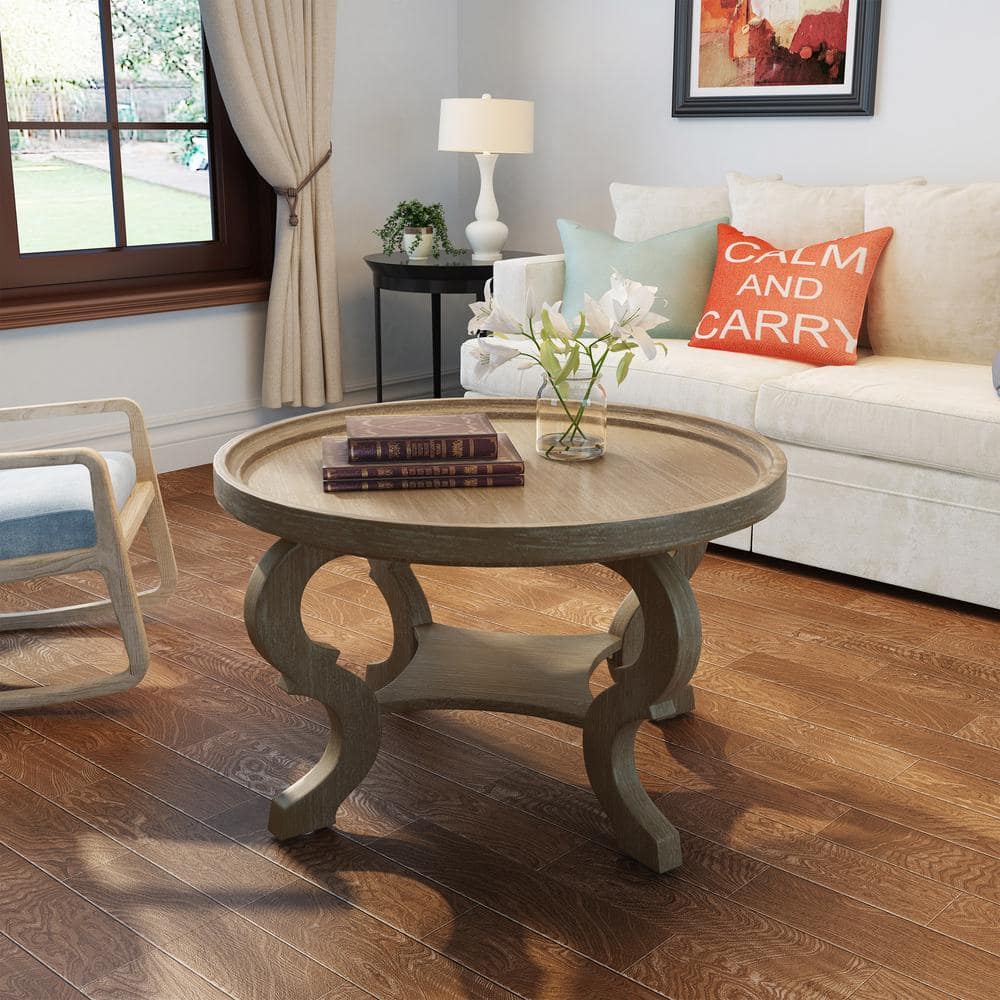 Shelton Nature-Inspired Round Faux Wood Coffee Table