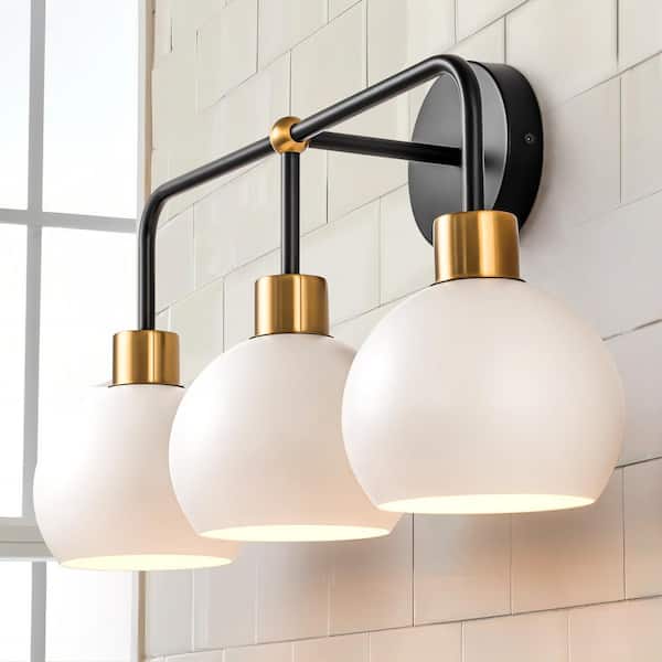Rennnsan Zachary 21.6 in. 3-Light White Dimmable Vanity Light