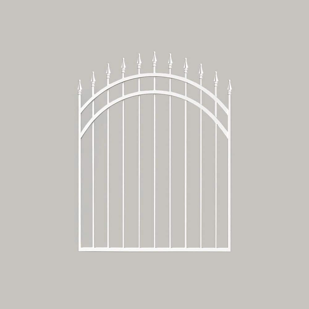 Glossy White Arched Tiger Eye Steel Gate (45 in. W x 56 in. H) with Self-Close Hardware, Double-Sided Handle, 2x2 Hinges price history on PriceWatchPro