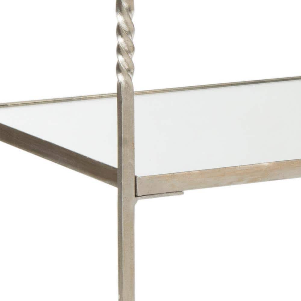 Aurelius 30" Silver Iron and Mirror Bar Cart with Storage