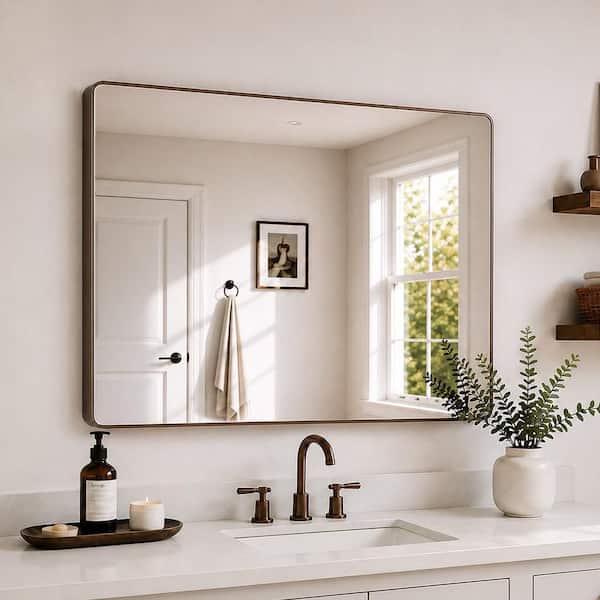 Hermitage Bath Cosy 48 in. W x 36 in. H Rectangular Framed Wall Bathroom Vanity Mirror in Oil Rubbed Bronze