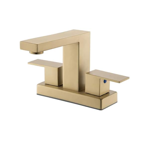 Tomfaucet 4 in. Centerset Deck Mounted 2-Handle Bathroom Faucet in Brushed Gold