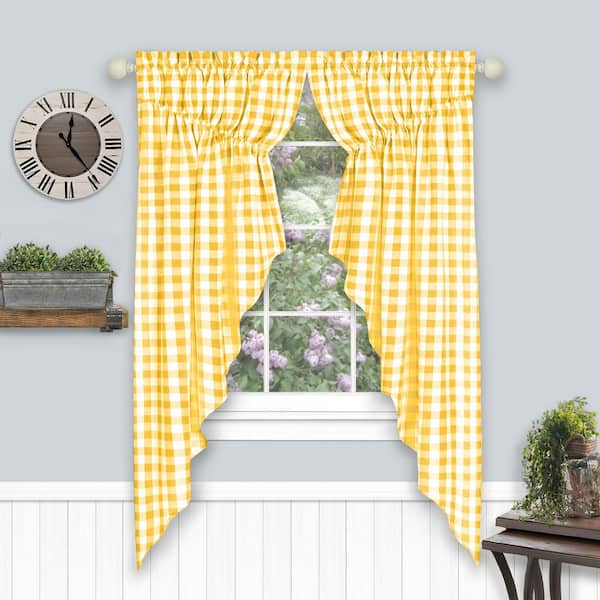 Buffalo Check 72 in. W x 63 in. L Polyester/Cotton Light Filtering Window Panel in Yellow