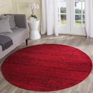 Adirondack Red/Black 4 ft. x 4 ft. Round Striped Area Rug