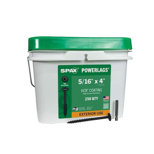 5/16 in. x 4 in. Black Exterior Powerlags Torx T-Star Washer Head Wood Lag Structural Screws (250 Ea) Bulk Bit Included