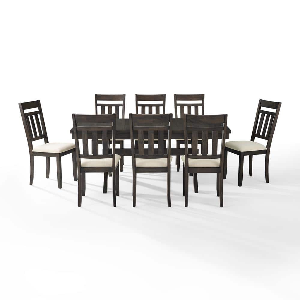 Hayden 9-Piece Slate and Cream Wood Dining Set with Extension Leaf