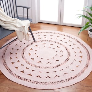 Cape Cod Pink 5 ft. x 5 ft. Braided Circle Round Area Rug