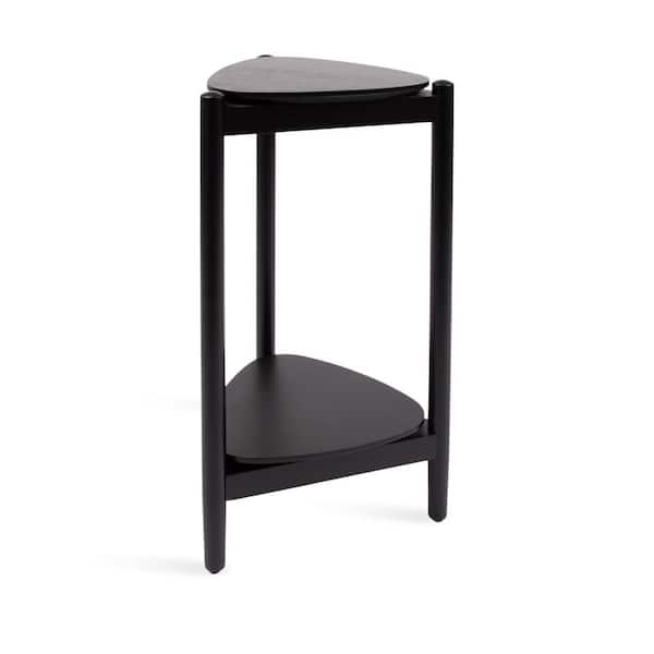 Knowlton 12 in. Black Triangle Wood End Table